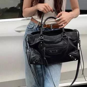 Готическая сумка Harajuku, женская новая черная большая вместительная сумка в стиле панк, женская сумка на плечо из искусственной кожи в стиле ретро, сумка для девочек Y2K