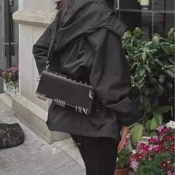 Готическая сумка из искусственной кожи на плечо для женщин Harajuku модная повседневная черная сумка на цепочке для женщин