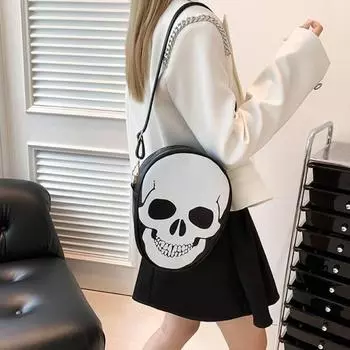 Готическая сумка-призрак через плечо Devil Novelty Leather Candy Bag Halloween Skull Сумка-унисекс чёрный