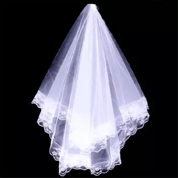 Готическая свадебная вуаль невесты с кружевной цветочной отделкой, длинные тюлевые свадебные диадемы для девочек-невест, для женщин на Хэллоуин, фотография 1 белый