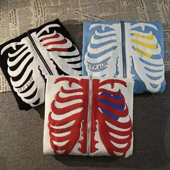 Готическая уличная толстовка с черепом и принтом черепа для женщин Y2k Свободная модная тенденция хип-хоп Harajuku толстовка большого размера для женщин S белый