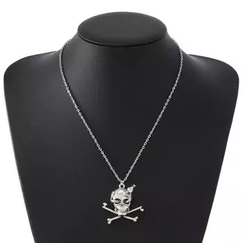 Готические аксессуары Винтажный панк череп череп длинное ожерелье свитер цепь, Хэллоуин индивидуальные аксессуары бронзовый