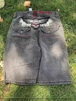 Готические хип-хоп мешковатые джинсовые шорты летние новые модные популярные уличные брюки 2000 года M
