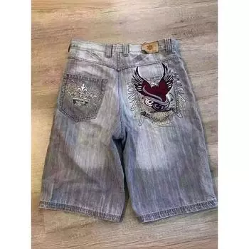 Готические хип-хоп мешковатые джинсовые шорты летние новые модные популярные уличные брюки 2000 года M