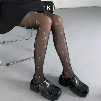 Готические колготки, женские сексуальные сетчатые нейлоновые колготки до бедра, чулки в стиле панк, Harajuku, нижнее белье, женские чулочно-носочные изделия, облегающие для ночного клуба