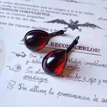 Готические кроваво-красные серьги-капли для женщин и девочек, ювелирные аксессуары, ведьма-вампир, загадочный волшебный кристалл, крючок для ушей, подарок для нее 1