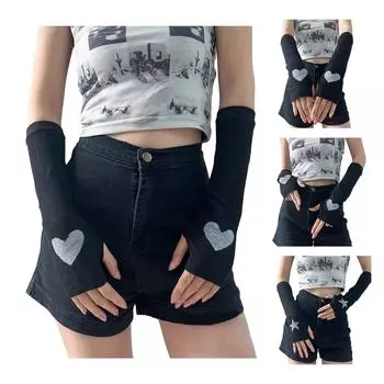 Готические перчатки для женщин, рукава в японском стиле, аниме-костюм, перчатки без пальцев до локтей для ночного клуба, варежки 2