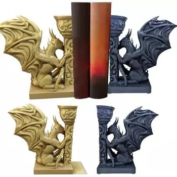 Готические подставки для книг в виде дракона, средневековые 3D-печатные подставки для книг в виде статуи дракона для домашнего офиса, книжных полок, декора гостиной 1pc чёрный
