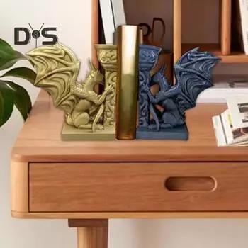 Готические подставки для книг в виде дракона, средневековые 3D-печатные подставки для книг в виде статуи дракона для домашнего офиса, книжных полок, декора гостиной 1pc золотистый