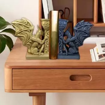 Готические подставки для книг в виде дракона, средневековые 3D-печатные подставки для книг в виде статуи дракона для домашнего офиса, книжных полок, декора гостиной 1pc золотистый
