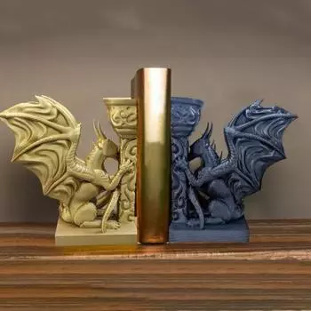 Готические подставки для книг в виде дракона, средневековые 3D-печатные подставки для книг в виде статуи дракона для домашнего офиса, книжных полок, декора гостиной 1pc чёрный