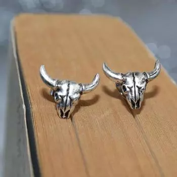 Готические серьги-гвоздики с рогатым демоном и детским лицом, винтажные серьги-гвоздики с дьяволом Праджня и черепом для мужчин и женщин, байкерские серьги-гвоздики в стиле панк, зла, ювелирные изделия