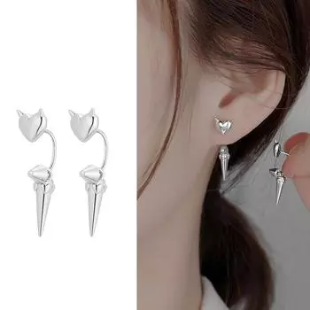 Готические серьги-гвоздики в форме сердца с надписью Love, универсальные серьги-гвоздики в форме сердца, украшения в виде дьявола, для повседневной носки, свиданий, вечеринок