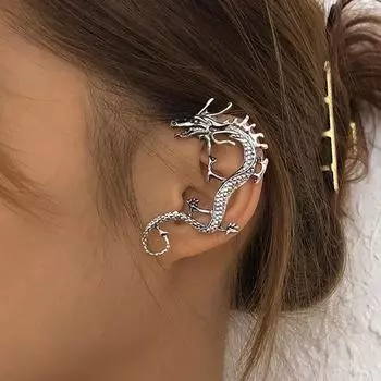 Готические серьги-клипсы в виде дракона для женщин и мужчин, винтажные серьги-клипсы в стиле панк, эльфийские серьги-каффы, трендовые модные украшения
