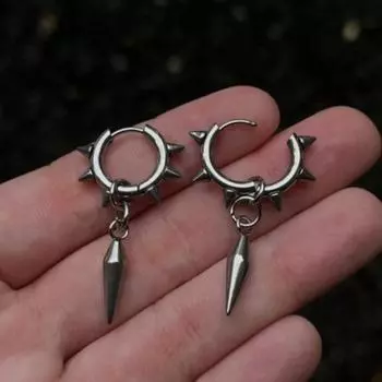 Готические серьги-подвески с шипами в стиле Y2K, гранж-эстетика, серьги-кольца с заклепками Утренняя звезда для женщин и мужчин, панк-рок украшения