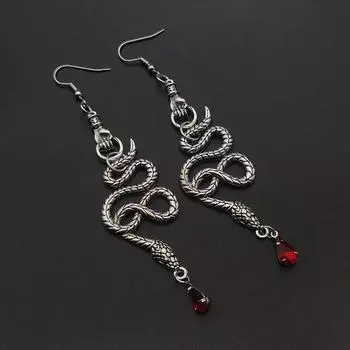 Готические серьги в виде змеи, серьги-подвески в форме змеи, хрустальные серьги, языческая ведьма, богемный стиль, креативный подарок для женщин 1