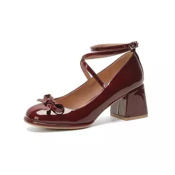 Готические туфли-лодочки на высоком каблуке в стиле панк, женские туфли на каблуке из лакированной кожи в стиле Лолиты, женские туфли Y2K с ремешками на щиколотке, черные, Мэри Джейн 40 чёрный