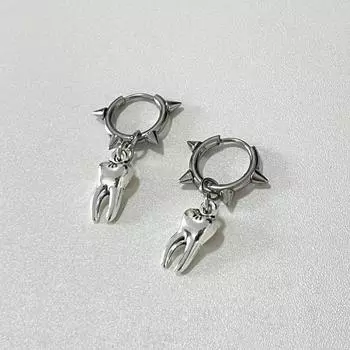Готические украшения Серьги-гвоздики в форме зуба Гранж-рок-аксессуары Подвески-кольца 1Pair