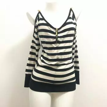 Готические винтажные толстовки женские американские ретро уличные полосатые пэчворк молния V-образный вырез свободная толстовка Y2k топы S чёрный