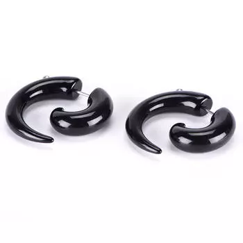 Готические женские и мужские панк-черные акриловые серьги-гвоздики в форме улитки, ювелирные изделия для пирсинга ушей 3mm