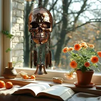 Готический Череп Ветер Чим Всепогодный Внутреннее Открытое Сад Патио Металлический Винтажный Череп Подвесной A