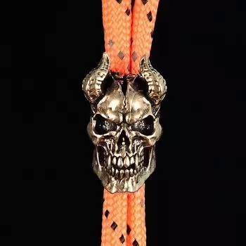 Готический Дьявол Сатана Козий Рог Череп Латунный Нож Бусины DIY Паракорд Подвески Брелок Аксессуары Панк Мужчины Открытый EDC Инструменты Шнурки Подвески латунный
