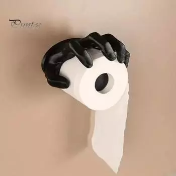 Готический держатель для туалетной бумаги, настенный держатель для туалетной бумаги из смолы, 3D-держатель для туалетной бумаги в виде руки-призрака для домашнего декора ванной комнаты чёрный