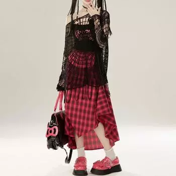 Готический гот гранж большой черный свитер Harajuku High Streetwewar Hollow Out Loose Pullovers осень корейская мода S белый