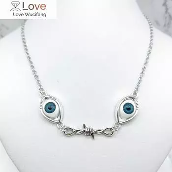 Готический готический Kpop дурной глаз цепочка шипы ожерелье мужчины дамы кулон ожерелье новая мода ювелирные изделия ретро панк 50cm