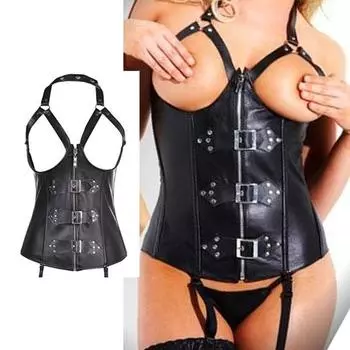 Готический корсет-бюстье с косточками, платье под грудью, бурлеск, топ, одежда для похудения живота, женская одежда M чёрный