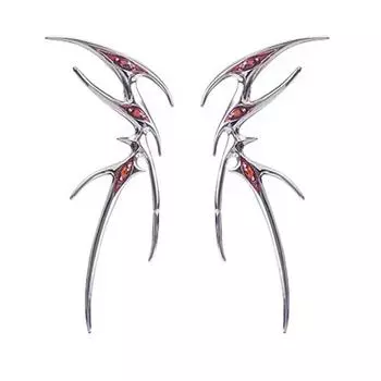Готический Кровавый Мотылек Кафф на Ухо Эмалевые Клипсы на Хрящ Уха Панк Крутые Серьги Необычные Металлические Серьги без Прокола для Женщин