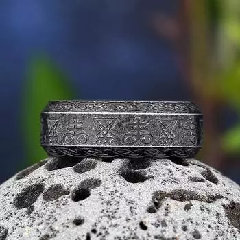 Готический Люцифер Сатана Печать Сатаны Перстни-печатки Панк Кольца-печатки из нержавеющей стали Мужские и женские языческие украшения Подарок на вечеринку 7