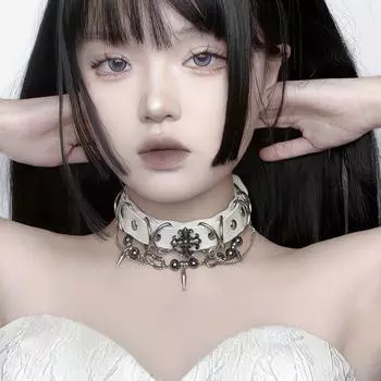 Готический панк чокер белый кожаный ошейник шейный аксессуар ожерелье чокер для женщин