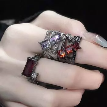 Готический панк кристалл крест геометрическое открытое кольцо ретро Y2k Хэллоуин красные кольца на палец аксессуары для женщин Kpop ювелирные изделия подарок бездна