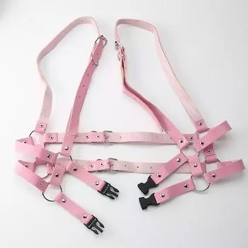 Готический панк розовые ремни искусственная кожа пояс нагрудный ремень подтяжка ремень для тела