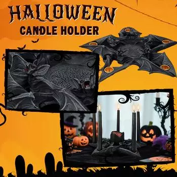 Готический подсвечник на Хэллоуин, смоляной предмет домашнего декора с винтажным шармом. Идеально в качестве уникального подарка или жуткой поделки. One Size чёрный