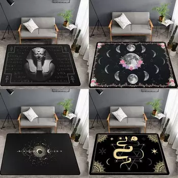 Готический языческий колдовской Таро, большой ковер, напольный коврик для спальни, гостиной, дома, черный ковер с небесным солнцем и луной 40x60cm