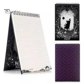 Готический стенографический блокнот для ночи с отрывными листами для темных размышлений. Блокнот-стенограф с верхним спиральным переплетом. Переплет в переплетном картоне с 50 линованными листами. фиолетовый
