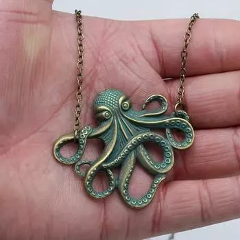Готический стиль Осьминог Форма Сплава Кулон Ожерелье Ретро Дизайн Женщины Мужчины Прохладный Панк Ювелирные Изделия