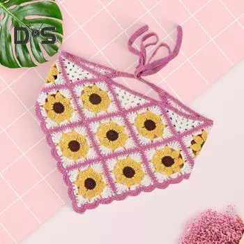 Готический вязаный крючком головной платок с цветочным узором на шнуровке, дышащий эластичный головной убор с растительным узором, аксессуары для волос легкие хаки