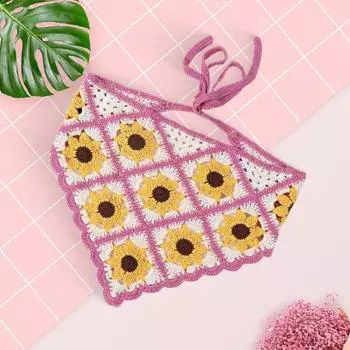 Готический вязаный крючком головной платок с цветочным узором на шнуровке, дышащий эластичный головной убор с растительным узором, аксессуары для волос хаки