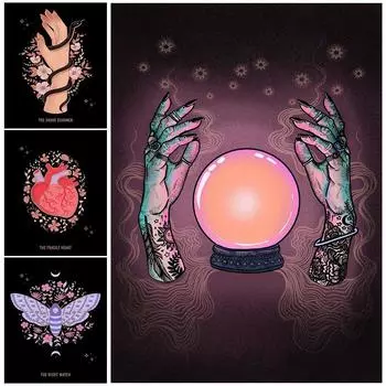 Готический Жуткий Мистический Принт Декор Стены Искусства Холст Картины Гадалка и Колдовство Элемент Плакат И Принт Домашний Декор Без Рамки 21*30cm