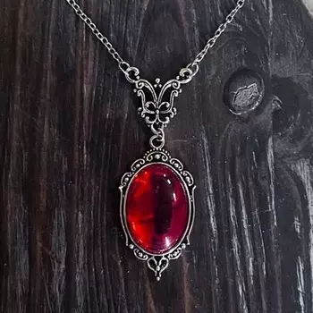 Готическое геометрическое красное прозрачное стеклянное ожерелье с подвеской для женщин, модные украшения в стиле панк, черное ожерелье в стиле Y2K, украшения для подарков на Хэллоуин, Рождество