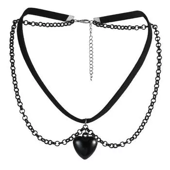 Готическое ожерелье женское ожерелье на Хэллоуин кулон в виде черной луны с многослойными металлическими цепочками бусинами ожерелье-чокер с летучей мышью для костюма для косплея G