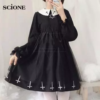 Готическое платье в стиле Лолиты Scione, уличное модное платье в стиле Харадзюку, японское мягкое платье из тюля со звездами в стиле сестры S