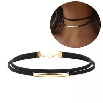 Готическое женское двухслойное ожерелье с подвеской в форме дуги, короткое ожерелье, колье, ювелирный подарок серебряный