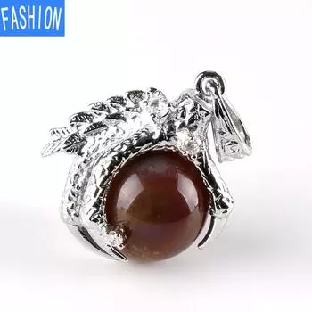 Готическое животное Зодиакальный коготь дракона Кулон Аура Хрустальный шар Ожерелье black agate