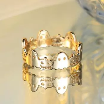 Готическое золотое кольцо в стиле панк-призрак для мужчин и женщин, ювелирные изделия для вечеринки на Хэллоуин 6 золотой