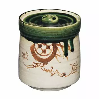 Goto Mizusashi Green Diameter x Height 15cm For strips of paper Oribe Paper box included Size 13.1