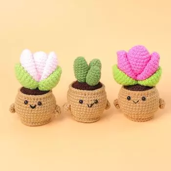 Готовая трикотажная пряжа ручная работа крючком тюльпан кактус горшечная фигурка крючком кукла украшение